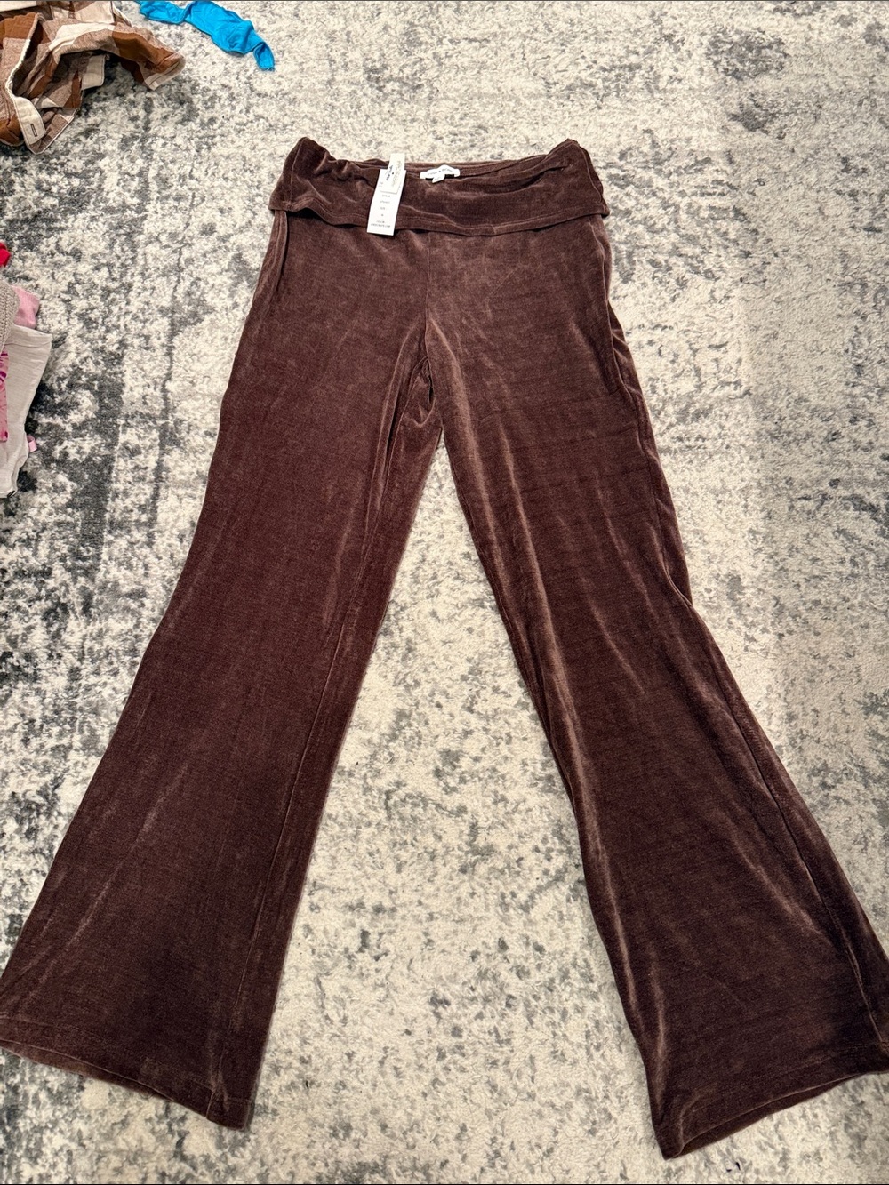 Pink Rose Brown Velvet Boot Cut Pants